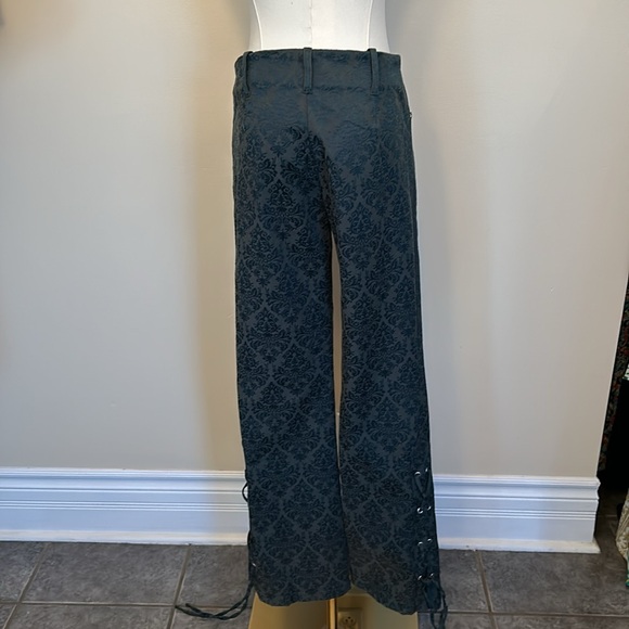 URBAN OUTFITTERS Lace Up dark green Damask print Pants size 4 - Picture 8 of 14